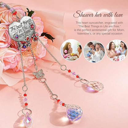 H&D HYALINE & DORA Garden Suncatchers Heart Shaped Crystal Suncatchers for Window Rainbow Maker Hanging Ornament Gift