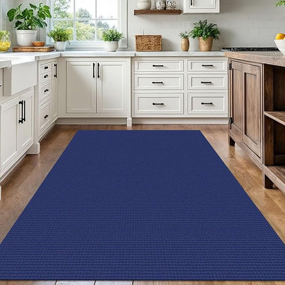 IOHOUZE Washable Area Rug 5x7 Non Slip Rugs for Living Room, Dining Room Rugs Bedroom Rug, Woven Braided Indoor Floor Carpet for Living Room Nursery Office, Royal Blue/Navy