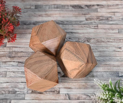 NIRMAN Acacia Wood Decorative Wood Ball for Centerpiece or Individual Use Ideal for Use in Living, Dining Room, Coffee Table Centerpiece Home Décor (3" x 3" x 3"), (Set of 3)