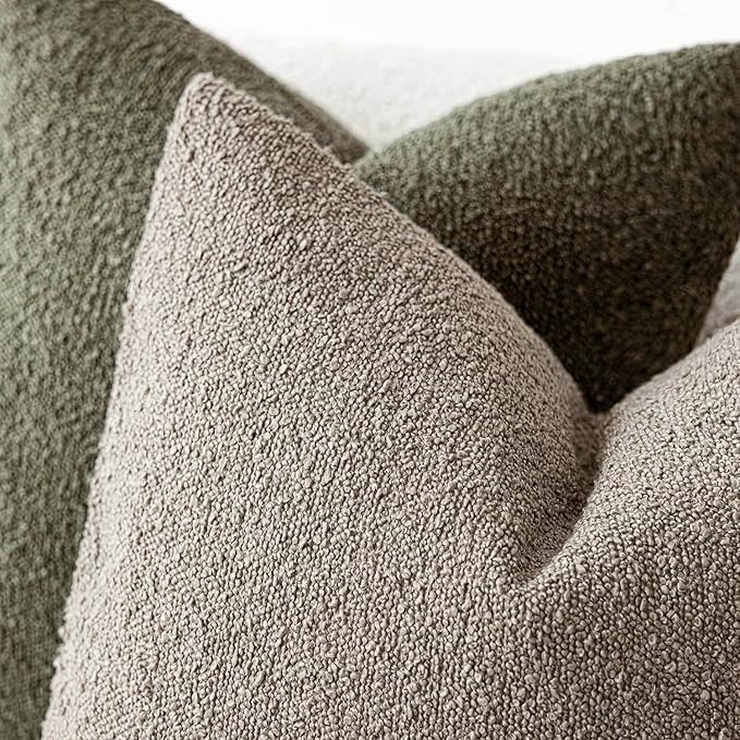 Foindtower Decorative Textured Boucle Throw Pillow Covers Accent Solid Pillow Cases Neutral Soft Cozy Couch Cushion Case for Chair Sofa Bedroom Living Room Home Decor 26×26 Inch,1PC,Light Taupe