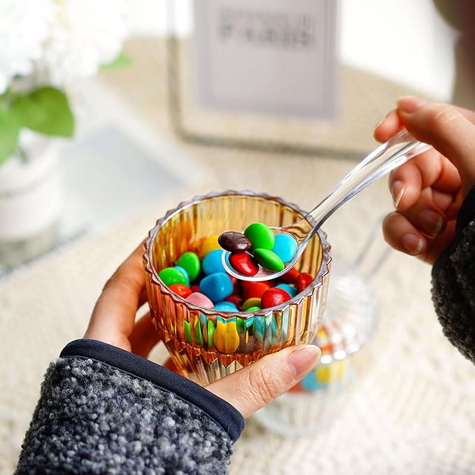 kanpura Champagne Glass Candy Dish with Lid Crystal Candy Jar Jewelry Box Cookie Jar with Spoon for Wedding Christmas Gift