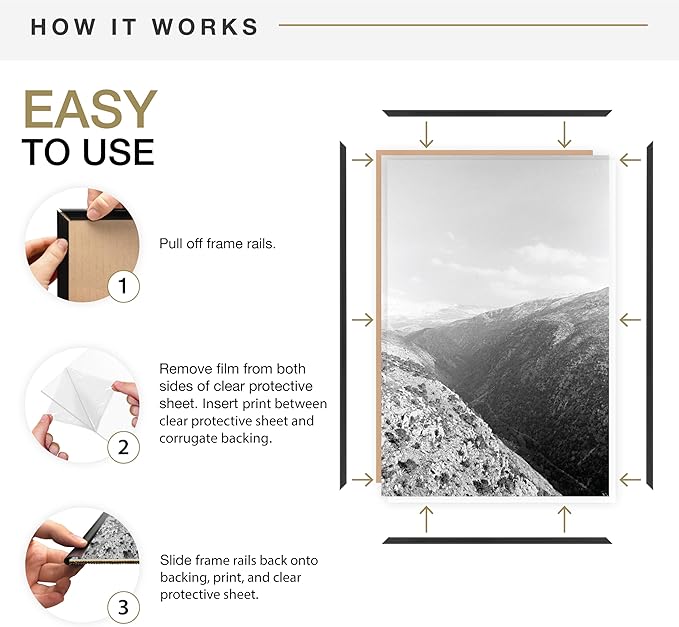 MCS Original Poster Frame 20x28 Black Lightweight Vertical & Horizontal Wall Hanging Large Picture Frame for Posters, Art Prints & Gallery Wall (1-Pack)