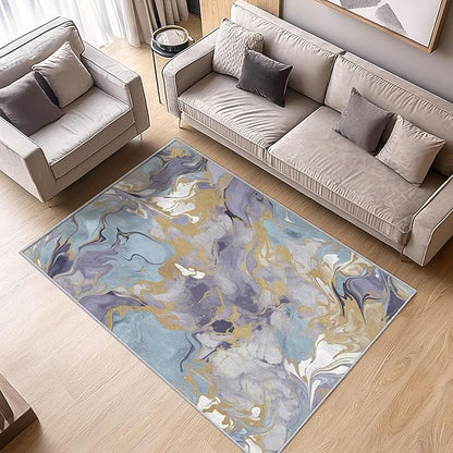 Marble Rugs for Living Room - Marble Swirl Rug, 3x4 Rug, Abstract Area Rug & Room Decor, Contemporary Modern Carpet & Home Decor, Washable Non Slip Anti Skid Rugs