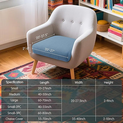 Hokway Stretch Couch Cushion Slipcovers Reversible Cushion Protector Slipcovers Sofa Cushion Protector Covers(Denim Blue, Small)