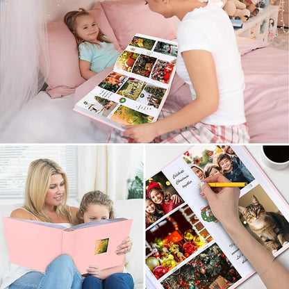 Photo Album 4x6 600 Photos with Writing Space,4 x 6 Photo Book Linen Cover with Front Window, 4x6 Picture Album 600 Photos Photo Album Book for Wedding Kids Travel Family Baby Pictures (Pink)