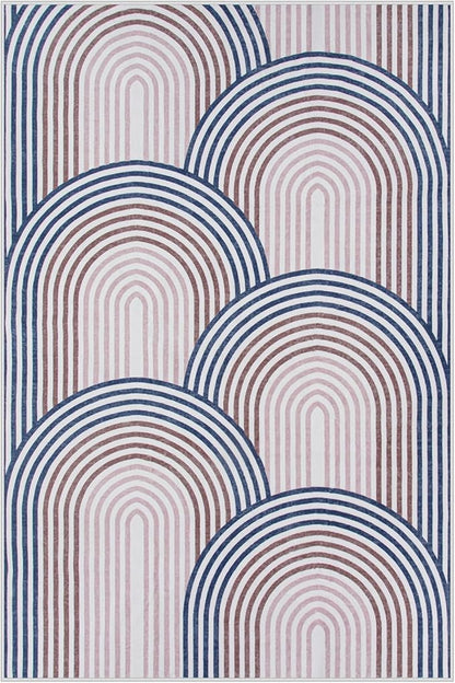 Moynesa Boho Rainbow 6x9 Area Rugs for Living Room, Ultra Thin Soft Colored Bedroom Rugs Machine Washable, Non Slip Mid Century Modern Large Indoor Carpet for Office Playroom Dining Room