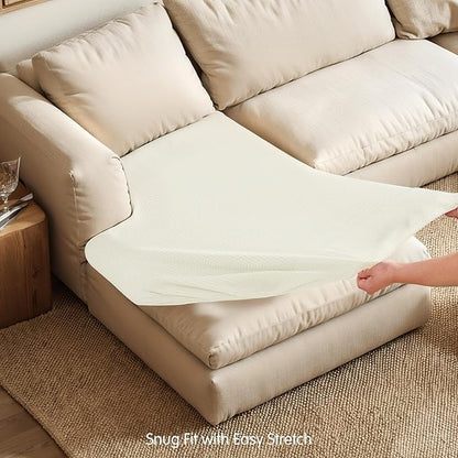 Hokway Stretch Chaise Cover Individual Couch Cushion Slipcovers Reversible Cushion Protector Slipcovers Sofa Cushion Protector Covers (Chaise Cover, Creamwhite)