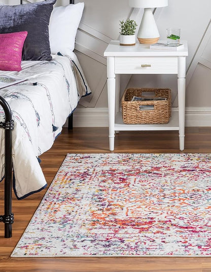 Rugs.com Arlington Collection Rug – 8 Ft Square Multi Medium-Pile Rug Perfect for Living Rooms, Kitchens, Entryways