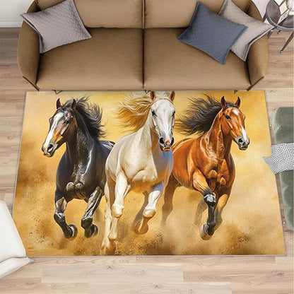 Horses 5x7 Area Rugs for Living Room Stouts Washable Rug Desert Landscape Rug Non Slip Low Pile Soft Area Rugs for Bedroom Bedside Dining Room Kids