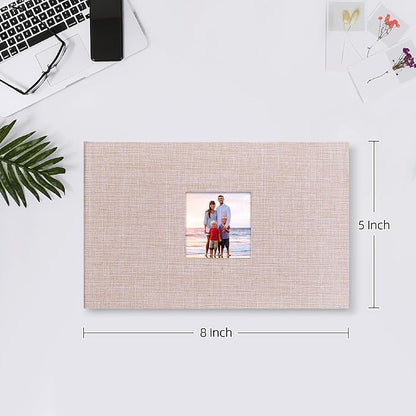 Mublalbum Small Photo Album 4x6 100 Photos Linen Cover Picture Book with Horizontal Pockets for Wedding Family Anniversary and Baby (Beige)