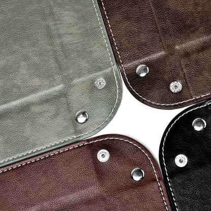 Oirlv Premium Leather Valet Tray for Men Jewelry Organizer, Desktop Storage,Key Wallets Cell Phones Catchall Tray Nightstand or Dresser Organizer Plate (Coffee)