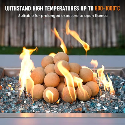 Stanbroil 2 inch Ceramic Balls, Set of 25 Round Balls, Modern Accessory for Indoor or Outdoor Fire Pits Fire Bowl and Fireplace, Beige