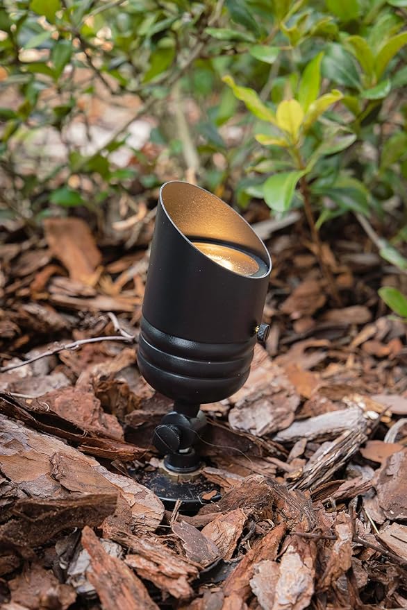 VOLT 12V Brass Fat Boy LED Outdoor Spotlight 4-Pack Expansion Kit (Black) for Low Voltage Landscape Lighting of Yard, Lawn, Garden, Patio, Trees & House