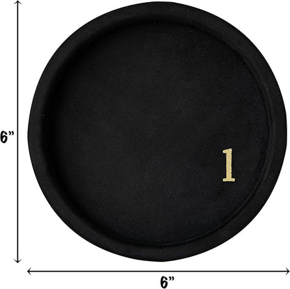 COLLECTIVE HOME - Velvet Jewelry Tray, 6" Monogrammed Jewelry Dish, Smooth Velour Display Dish for Rings, Earrings, Necklaces, Makeup, Personalized Gifts for Women (Black-l)