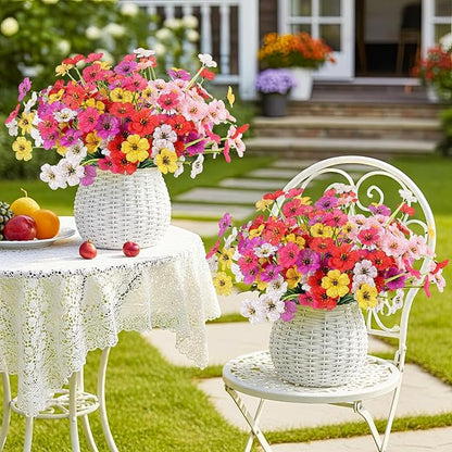 MACTING Spring Artificial Flowers for Outdoors 6 Bundles Fake Flowers UV Resistant Faux Plastic Plants No Fade for Planters Window Box Patio Porch Garden Yard Indoor Outside Decorations(Mix Color-1)