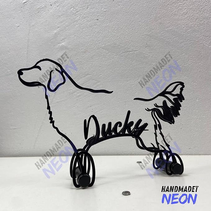 Personalized Golden Retriever Minimalist Sculpture, Custom Dogs Name Metal Desk Decor, Decorative Aesthetic Table Sign Gifts for Officer, Friends, Animal Lover, Kids, Mom, Dad