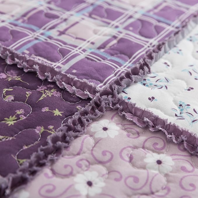 HoneiLife Quilt Set King Size - Lightweight Bedspreads 106x96, Tufted Quilts 3-Piece, Patchwork Coverlet Rustic Bedding Sets All Season Quilts