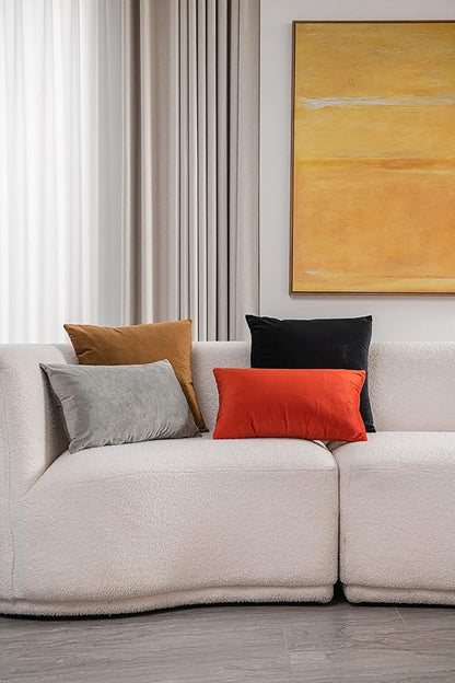 Decorative Pillow Cases 12x20 Light-Grey: 2 Pack Cozy Soft Velvet Rectangular Throw Pillow Covers for Farmhouse Home Decor