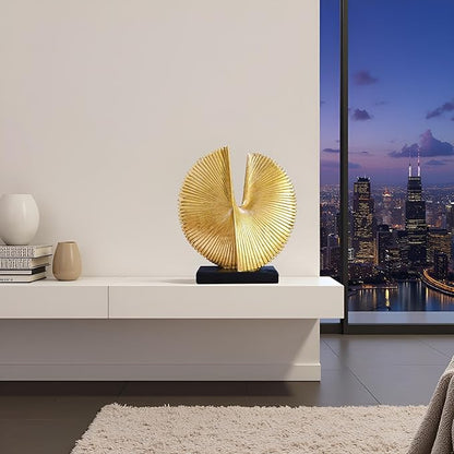 Modern Abstract Round Decorative Sculpture , Dining Living Room Desk Decor,Geometric Home Decor Statues,Shelf Top Decor Aesthetics,making it perfect for placing coffee tables or office shelves,golden