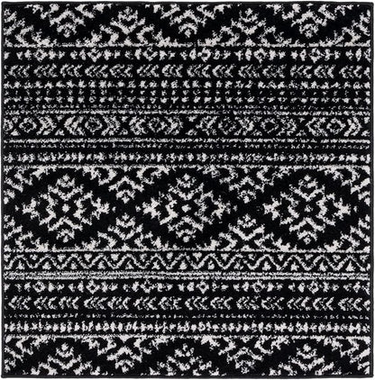 SAFAVIEH Tulum Collection Area Rug - 3' Square, Black & Ivory, Moroccan Boho Tribal Design, Non-Shedding & Easy to Clean, Ideal for Entryway, Foyer, Accent Space, Bedroom (TUL272Z)