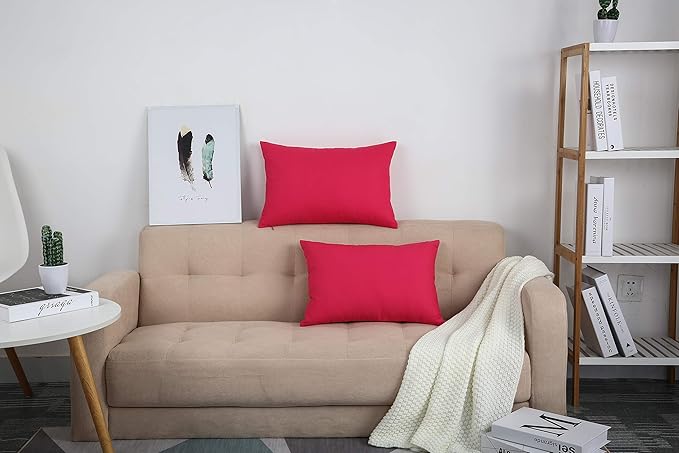 TangDepot Cotton Solid Throw Pillow Covers, 12" x 18" , Watermelon Red, 1 Count (Pack of 1)