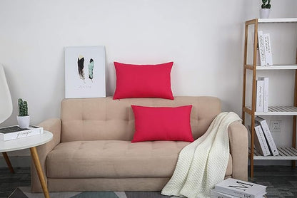TangDepot Cotton Solid Throw Pillow Covers, 12" x 18" , Watermelon Red, 1 Count (Pack of 1)