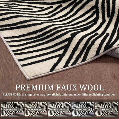 YIHOUSE 5×7Ft Area Rugs, Abstract Washable Rug, Modern Black and White Rug for Bedroom Living Room Dining Room Office Playroom Nursery, Nonslip Throw Non-Shedding Thin Contemporary Striped Rugs