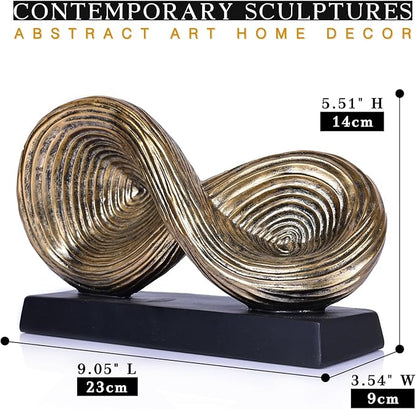 orenm Modern Infinity Loop Symbol Sculpture,Abstract Art Geometric Knot Home Decorations,Unique Shelf Decor Sculpture for Desk Paperweights,Entryway Table,Living, Coffee Table Decor (Gold)