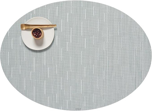 Chilewich Bamboo Placemats Set of 4 - Woven Oval Placemats - Reusable, Stain-Resistant, Indoor/Outdoor Tabletop Protection - 19" x 14" - Seaglass