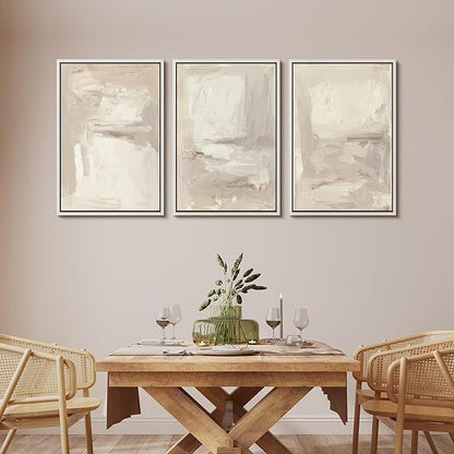 MUDECOR Framed Wall Art Print Set Neutral Abstract Modern Minimalist in Beige and Cream Tones Illustrations Modern Art Boho Decorative Colorful Chic for Living Room, Bedroom, Office - 16"x24"x3 White