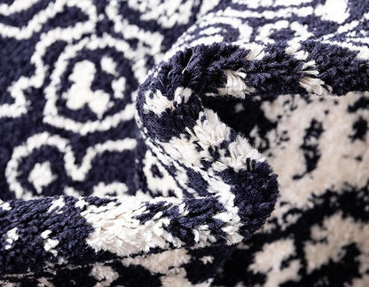 Rugs.com Arlington Collection Rug – 3' x 5' Oval Navy Blue Medium-Pile Rug Perfect for Living Rooms, Large Dining Rooms, Open Floorplans