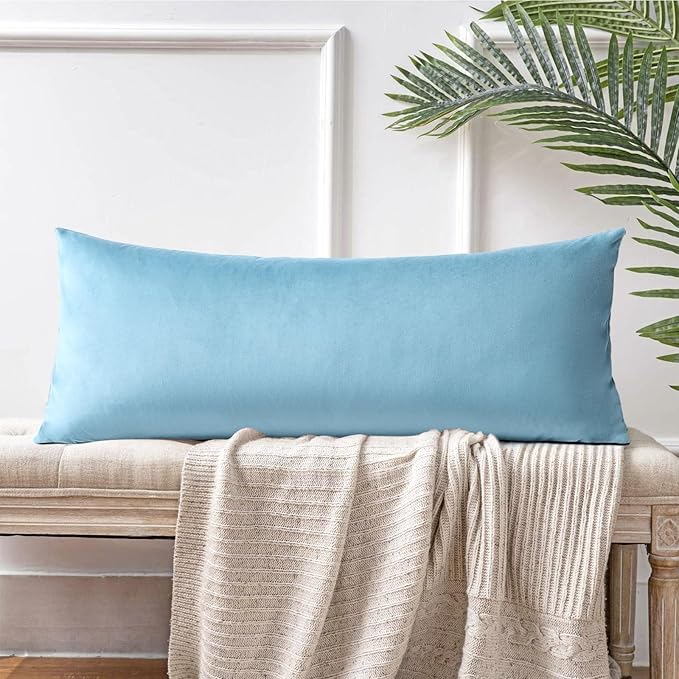 Artscope Luxury Velvet Lumbar Pillow Cover Super Soft Decorative Rectangle Throw Pillow Covers Case Cushion Covers for Sofa Couch Bedroom Car Decor 14x36 Inch Light Blue