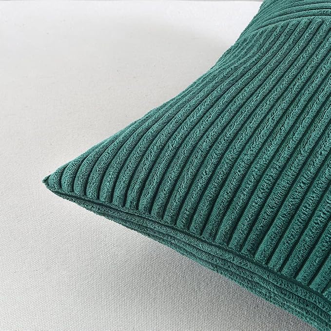Fancy Homi 2 Packs Teal Samll Decorative Throw Pillow Covers 12x12 Inch with for Couch Bed Sofa, Rustic Farmhouse Boho Home Decor, Soft Corss Patchwork Corduroy Square Cushion Case 30x30 cm