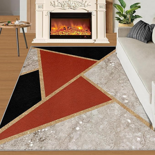 Geometric Marble Carpet Abstract Marble Texture Area Rugs 3D Modern Geometry Area Carpet Irregular Geometric Art Rug for Living Room Dining Room 6x9ft