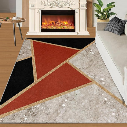 Geometric Marble Carpet Abstract Marble Texture Area Rugs 3D Modern Geometry Area Carpet Irregular Geometric Art Rug for Living Room Dining Room 5x7ft