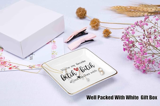 Topthink You Are My Favorite Ceramic Jewelry Holder Ring Dish Trinket Tray Funny Friendship Gift for Women - Gifts for Best Friends, BFF, Besties, Co-worker - Birthday, Christmas