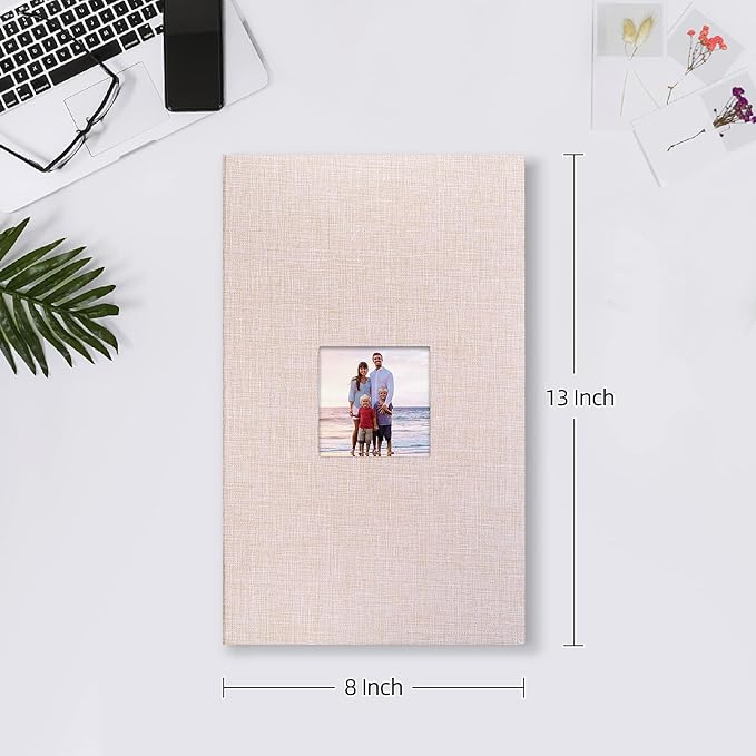 Mublalbum Small Photo Album 4x6 300 Photos Linen Cover Picture Book with Horizontal Pockets for Wedding Family Anniversary and Baby (Beige)