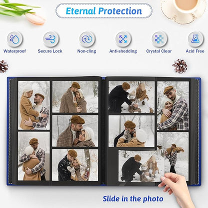 Popotop Photo Album 4x6 500 Pockets with Leather Hardcover Cover, Large Photo Album Binder Book with 50Pcs Pages for Family Travel Wedding Baby Gifts