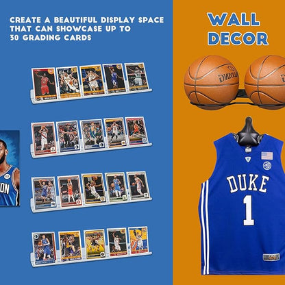 6 Pack Sport Card Display Shelf for Wall - Hold Up to 30 Trading Cards, Acrylic Sport Card Display Rack for PSA SGC BGS Graded Trading Slabs