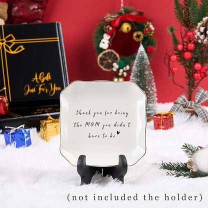 Bonus Mom Stepmom Gifts Ring Dish Trinket Jewelry Tray, Birthday Christmas Valentines Mother's Day Gift - Thank You for Being the Mom You Didn't Have to Be