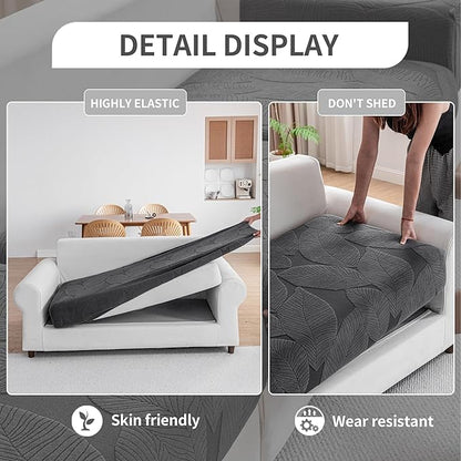Couch Covers for Sectional Sofa, Washable Stretch Soft Sofa Cushion Covers L Shape Sofa Slipcovers Anti Slip Furniture Decor Protector for Pets (1PC Loveseat Cushion Cover,Dark Gray)