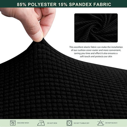 CHUN YI Stretch Couch Cushion Cover Suitable for 3 Settee, Sofa Seat Slipcover with Spandex Jacquard Fabric(Large,Black)