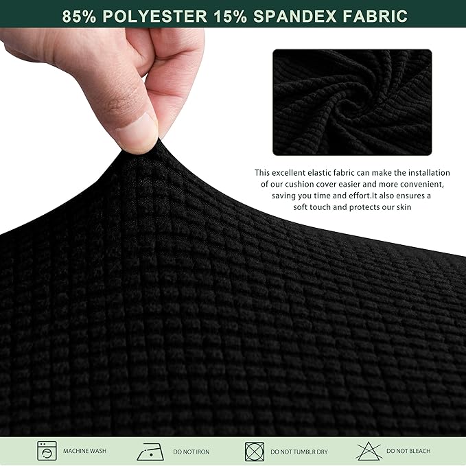 CHUN YI Stretch Chair Couch Cushion Cover for Armchair, Individual Sofa Seat Cushion Covers for Chairs, Slipcover Replacement with Spandex Jacquard Fabric(Small,Black)
