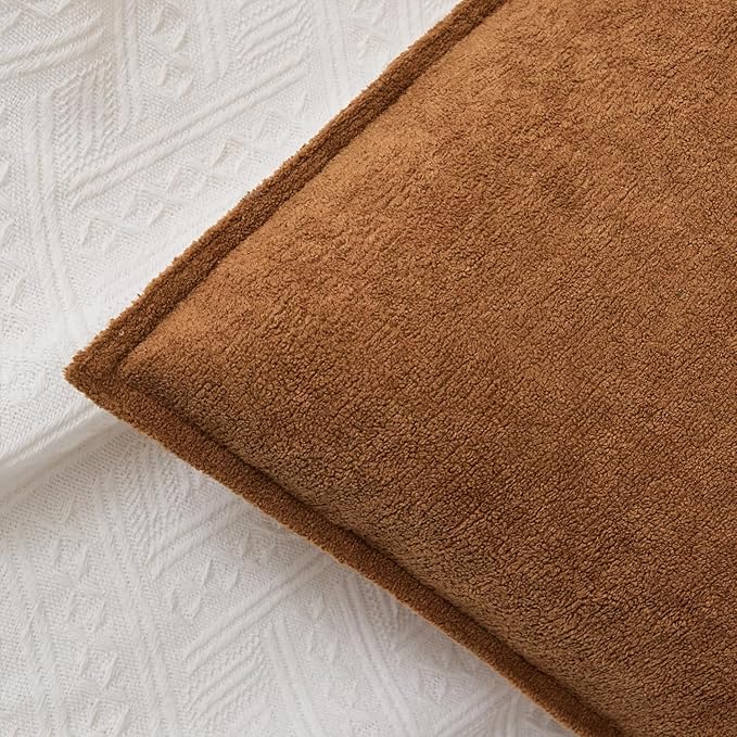 Kevin Textile Waterproof Decorative Pillow Covers Brown 22x22 Inch Pack of 2 Soft Boucle Textured Euro Pillowcases Elegant Accent Pillows for Couch Sofa Chair Bed Home Decor Indoor Outdoor