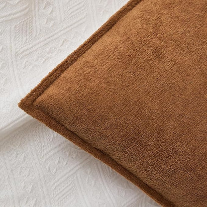 Kevin Textile Waterproof Decorative Pillow Covers Brown 22x22 Inch Pack of 2 Soft Boucle Textured Euro Pillowcases Elegant Accent Pillows for Couch Sofa Chair Bed Home Decor Indoor Outdoor