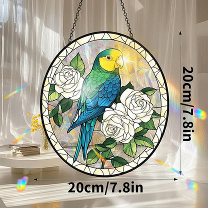 VAIIEYO Bird Acrylic Sun Catcher Window Hanging Decoration, 7.8 Inch Double-Sided Light Reflecting Ornament for Window, Garden, Porch or Balcony Decor, Housewarming, Gift for Natural Lovers