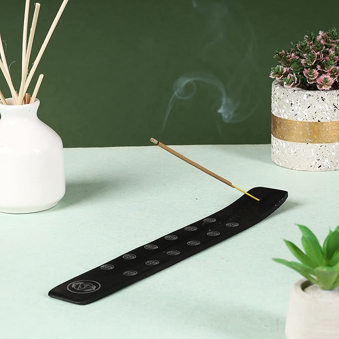Bless-International Traditional-Handmade-Burner Wooden-Incense-Stick-Holder Ash-Catcher-Stand for-Aromatherapy-Meditation-Yoga (Black Strength) 10 Inches, Pack of 2