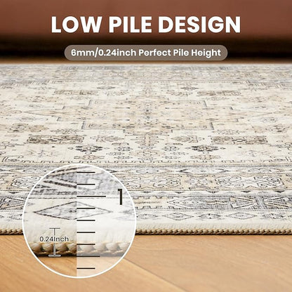 zesthome 10x12 Area Rugs,Stain Resistant Washable Rug,Ultra-Thin Rugs for Living Room,Bedroom,Non-Slip Backing Home Decor Large Area Rug (Beige,10'x12')