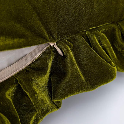 Velvet Throw Pillow Cover Soft Decorative Luxurious Solid Square Cushion Case for Sofa Couch Bedroom Farmhouse,Pack of 2, 18 x 18 Inches, Olive Green