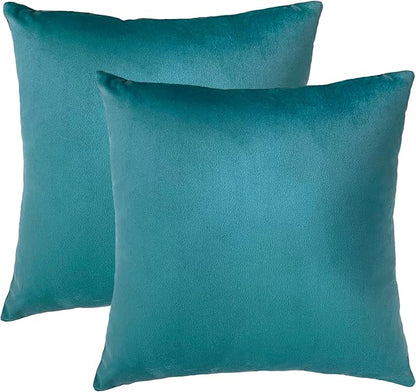 RELY+ Pack of 2 Throw Pillow Covers 16x16 Inch Velvet Soft Cozy Solid Decoration Gifts Pillow Covers Luxury Cushion Case for Sofa Couch Bedroom Living Room (Teal, 20 x 20)